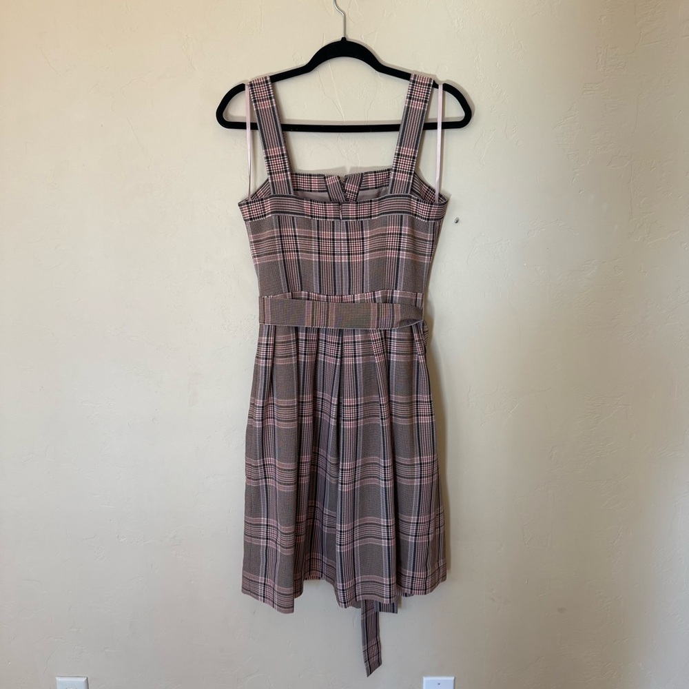Anthropologie Gal Meets Glam Madison Brown Plaid Midi Dress Square Neck Size 2 - Picture 6 of 9